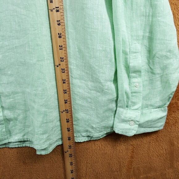 VINEYARD VINES Shirt Mens XL Solid Green Button Down Long Sleeve 100% Linen - Picture 7 of 8